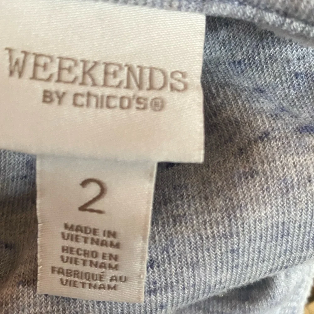 Chico's Weekender Heathered Gray Cowl Neck Sweater w/ zip pockets